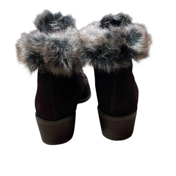 Sporto Size 8 NEW HOLLY Womens Ankle Boots Leather Faux Fur Brown Lace Up Heeled - Picture 4 of 9